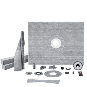 Shower Curb Kit, 60"x48" Shower Pan Kit with 2" ABS Central Flange, Waterproof Membrane, Stainless Steel Grate