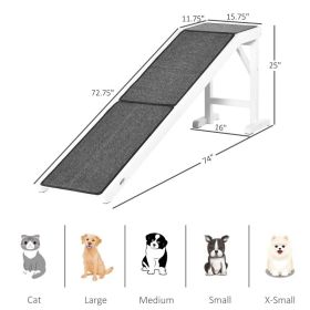 PawHut Dog Ramp Foldable With Non-slip Carpet Top Platform, Gray, White (Option: White Grey)