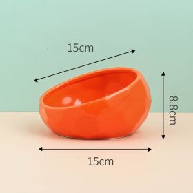 Pet Supplies Bowl Ceramic Cat Bowl Dog Bowl Oblique Mouth (Option: Red)